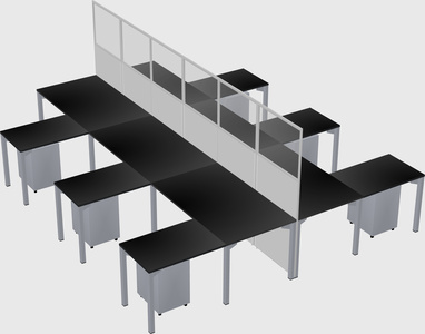 Shared l-shape cubicle