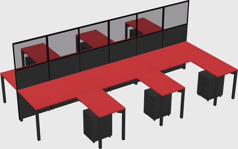 Shared l-shape cubicle