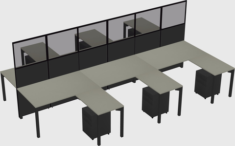 Shared l-shape cubicle