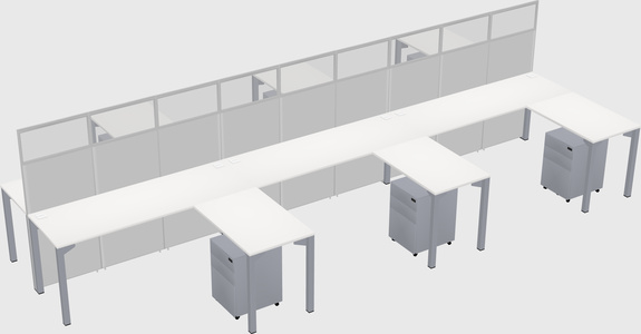 Shared l-shape cubicle