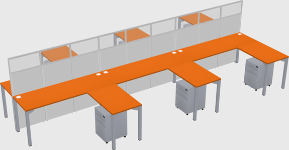 Shared l-shape cubicle