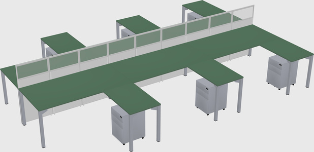 Shared l-shape cubicle