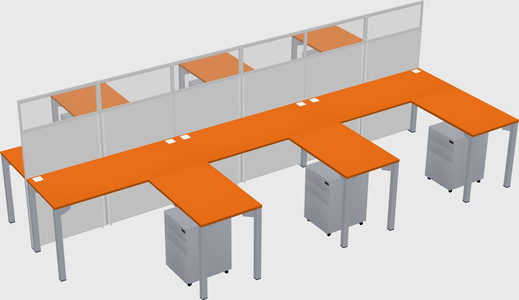 Shared l-shape cubicle