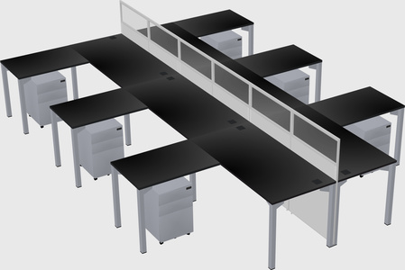 Shared l-shape cubicle