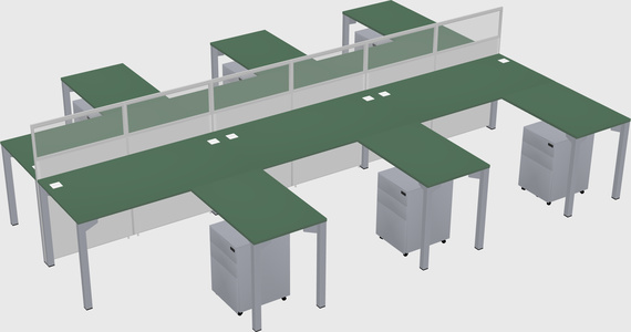 Shared l-shape cubicle