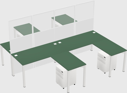 Shared l-shape cubicle
