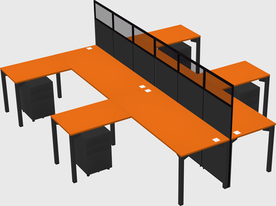 Shared l-shape cubicle