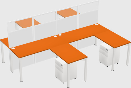 Shared l-shape cubicle
