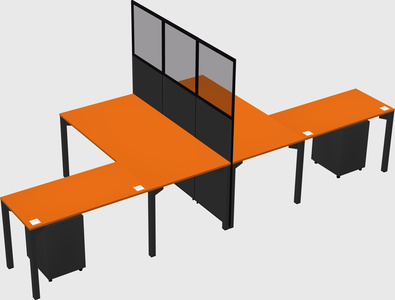 Shared l-shape cubicle