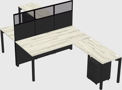 Shared l-shape cubicle
