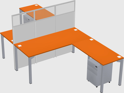 Shared l-shape cubicle