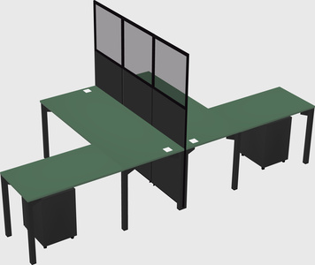 Shared l-shape cubicle