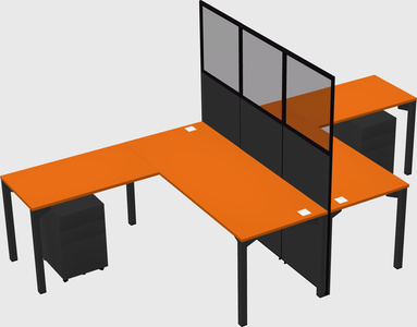 Shared l-shape cubicle