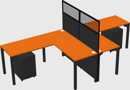 Shared l-shape cubicle