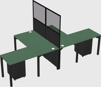 Shared l-shape cubicle