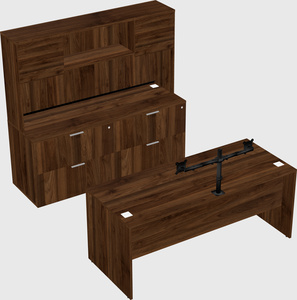 Parallel desk with credenza