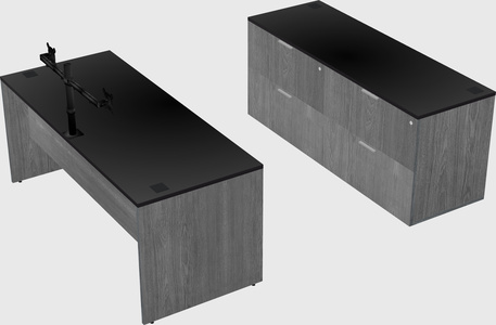 Parallel desk with credenza