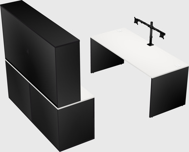 Parallel desk with credenza