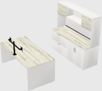 Parallel desk with credenza