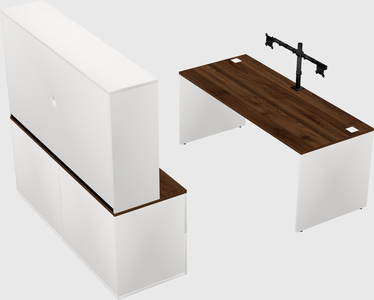 Parallel desk with credenza