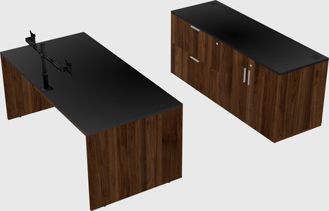 Parallel desk with credenza