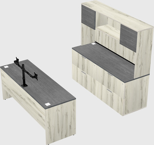 Parallel desk with credenza