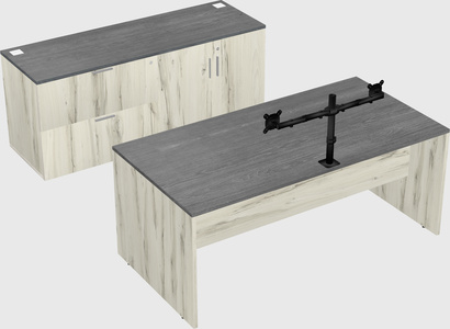 Parallel desk with credenza