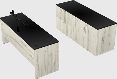 Parallel desk with credenza