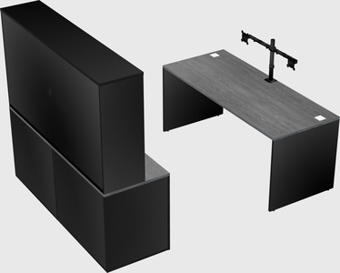 Parallel desk with credenza