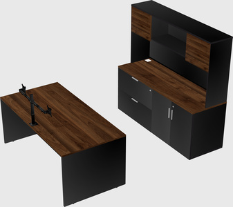 Parallel desk with credenza