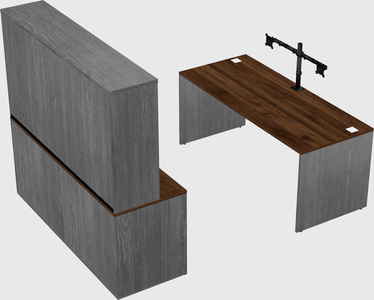Parallel desk with credenza