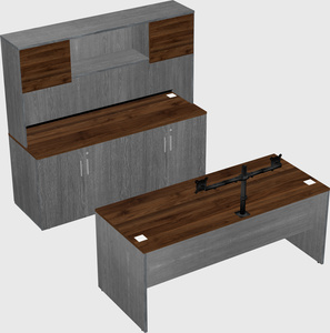 Parallel desk with credenza