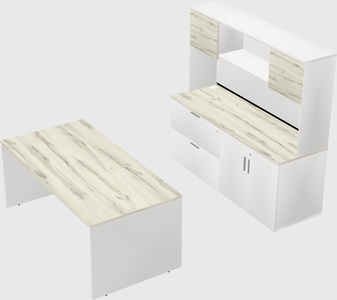 Parallel desk with credenza