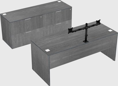 Parallel desk with credenza