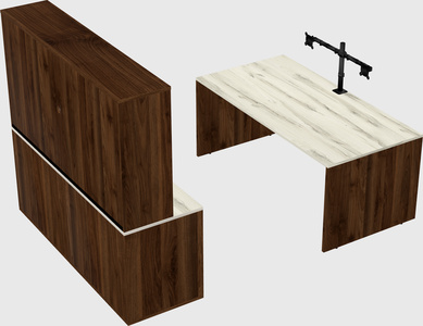 Parallel desk with credenza