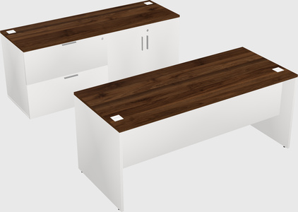 Parallel desk with credenza