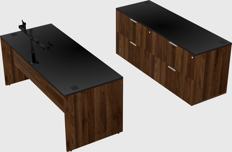 Parallel desk with credenza