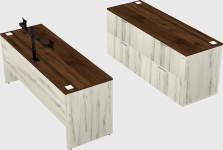 Parallel desk with credenza