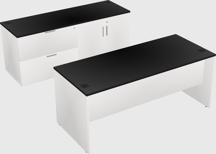 Parallel desk with credenza