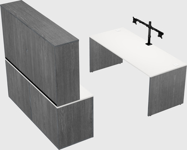Parallel desk with credenza