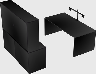 Parallel desk with credenza