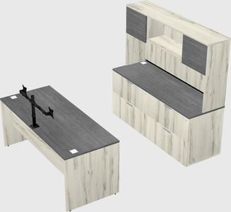 Parallel desk with credenza