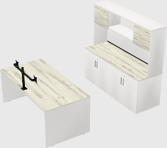 Parallel desk with credenza