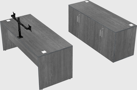 Parallel desk with credenza