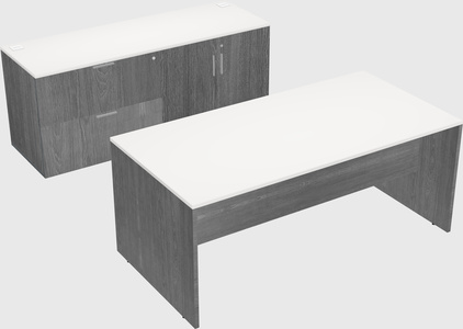 Parallel desk with credenza