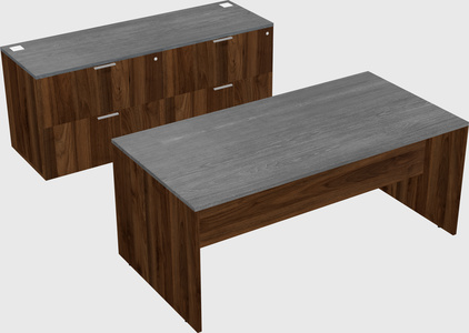 Parallel desk with credenza