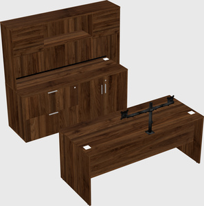 Parallel desk with credenza