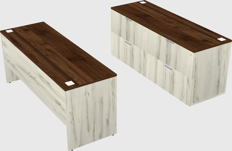 Parallel desk with credenza