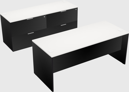 Parallel desk with credenza