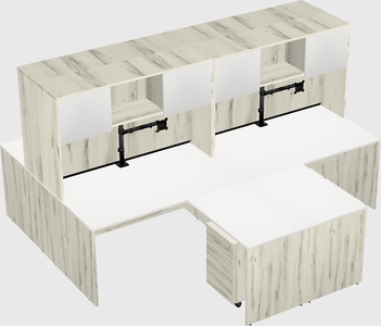 Quad l-shaped office desks